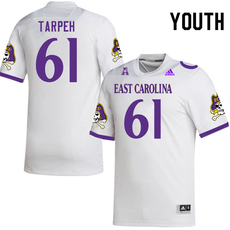 Youth #61 Jayson Tarpeh ECU Pirates College Football Jerseys Stitched-White